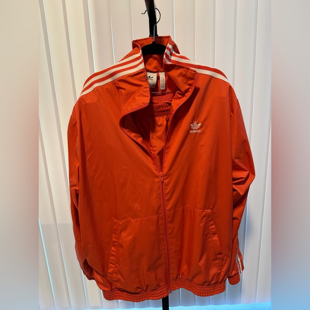 Adidas Originals Rust Orange Windbreaker Jacket & Matching Shorts Set